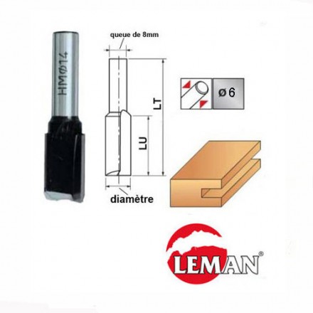 fraise à rainer droite carbure defonceuse leman 2 tranchants