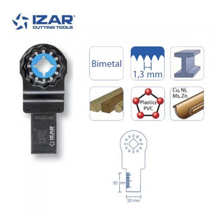 lame droite outil-multifonctions Starlock Izar bimétal 20  mm