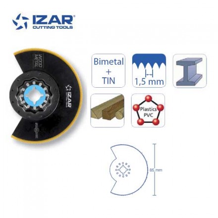 lame segmenté outil-multifonctions Starlock Izar bimétal Tin 85 mm
