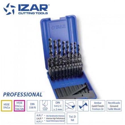 coffret 19 forets HSSE 5%Co TIALSIN metaux durs Izar de 1 à 10 mm par 0.5 mm