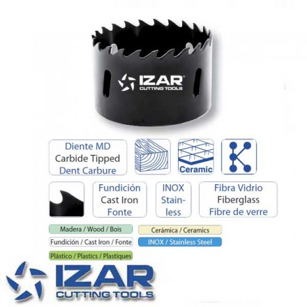 trépan Izar denture carbure de 19 à 102 mm