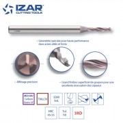 Micro foret Izar carbure MD/HM TIALCN haut rendement de 0.2 à 2.9mm