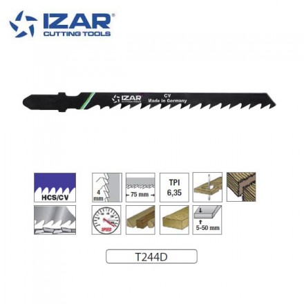 lame de scie sauteuse Izar T244D coupe courbe rapide 100mm TPI6.35 (x3)