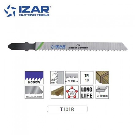 lame de scie sauteuse Izar T101B coupe propre 100mm TPI10 (x3)