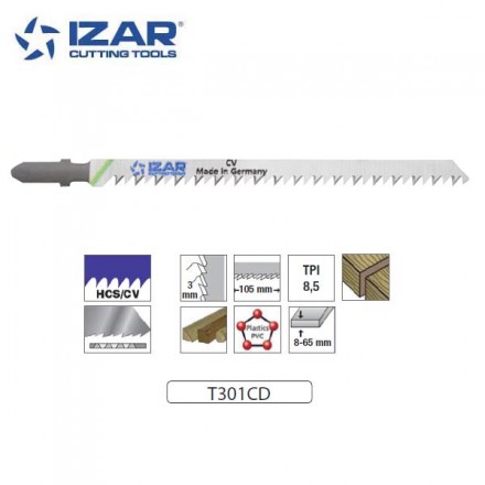 lame de scie sauteuse Izar T301CD coupe longue 132mm TPI8.5 (x3)