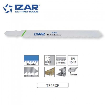 lame de scie sauteuse bimétal Izar T345XF longue durée 132mm TPi10-14 (x3)
