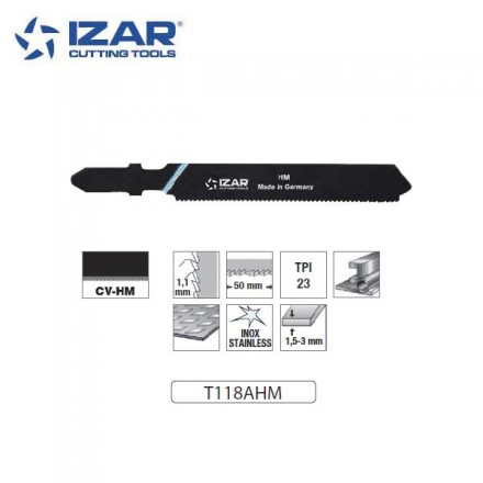 lame de scie sauteuse carbure Izar T118AHM pour acier, inox 79mm TPi23 (x3)