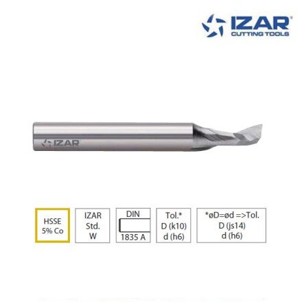 Fraise finition Izar HSSE 5%Co 1Z pour aluminium
