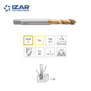 Taraud hélicoïdal machine Izar HSSEV TIN multifonction de M3 à M20