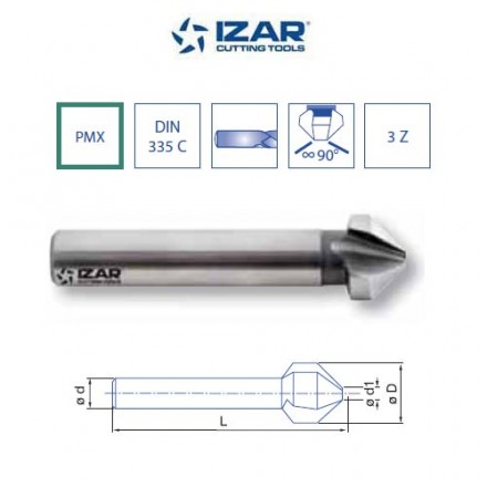 fraise à noyer 90° Izar PMX metaux durs