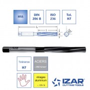 alésoir à main Izar HSS DIN 206B tolérance H7 de 1.6 à 5.3 mm