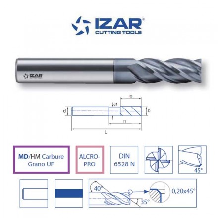 fraise finition NZ hélice variable carbure MD/HM Izar de 3 à 20 mm