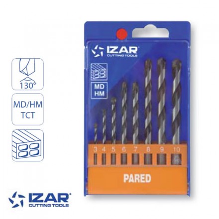 coffret 8 forets beton standard Izar à pointe carbure 