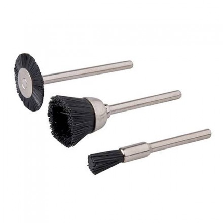 brosse en nylon sur tige 3.2 mm (lot de 3)