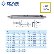 foret à centrer 9315 hsse cobalt long dimensions