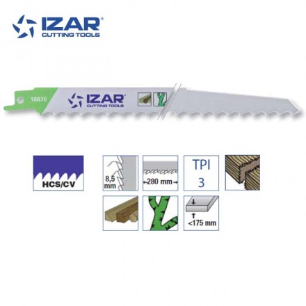 Lame scie sabre Izar S1617K (lot de 5) HCS/CV 300 mm TPI 3