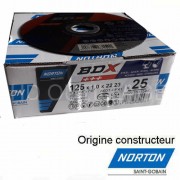 25 disques à tronçonner acier inox Norton BDX 125x1 mm